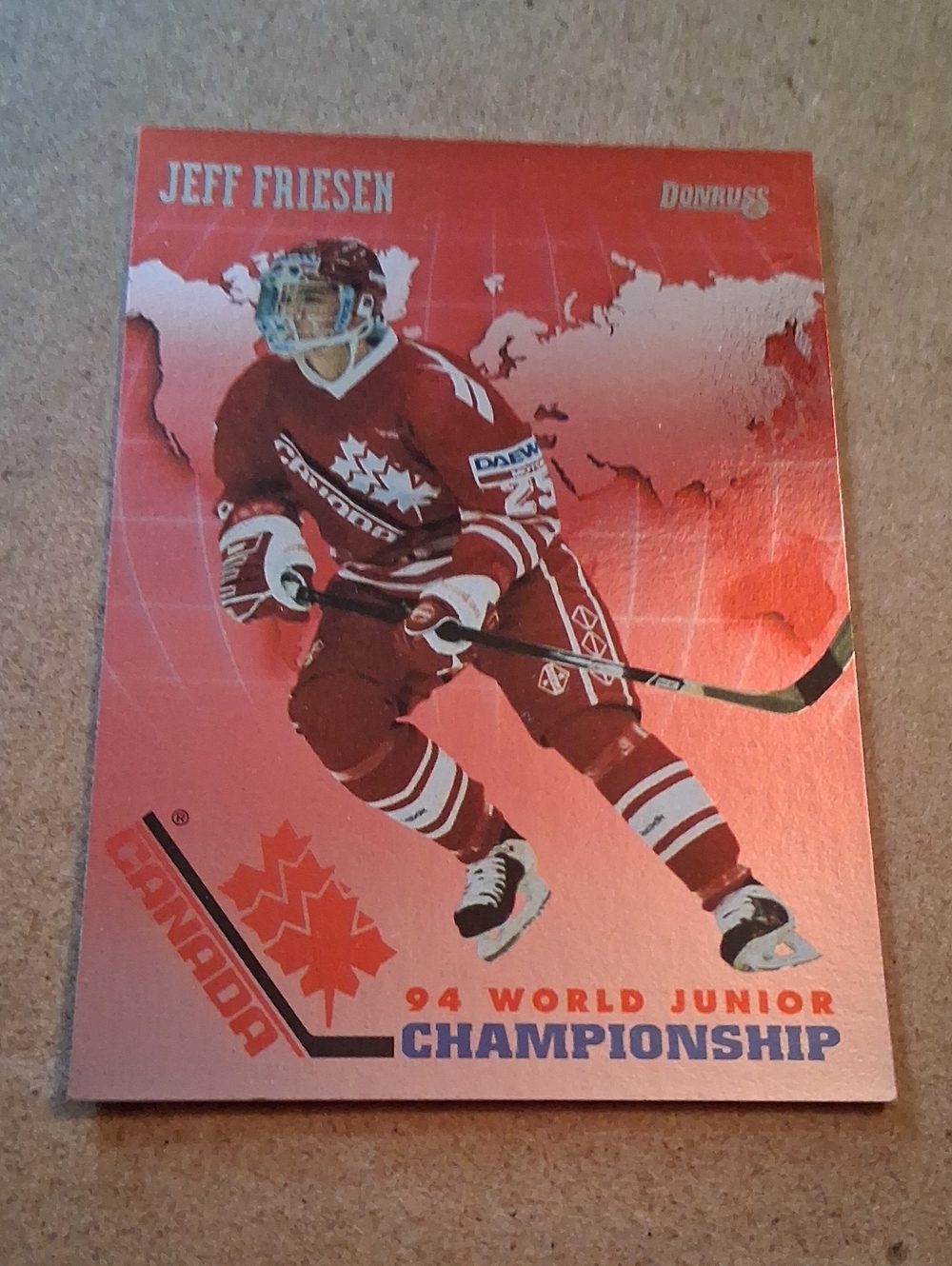 Donruss Jeff Friesen World Junior Championship Hockey Card - Red